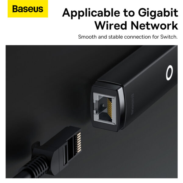 Baseus Lite Series Ethernet Adapter - USB-A to RJ45 LAN (1000Mbps) - Black - Image 6
