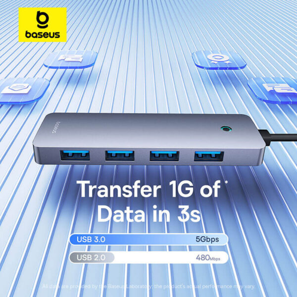 Baseus UltraJoy Series 4-Port HUB Lite - USB-A to 4-USB 3.0, 15cm Cable - Image 5