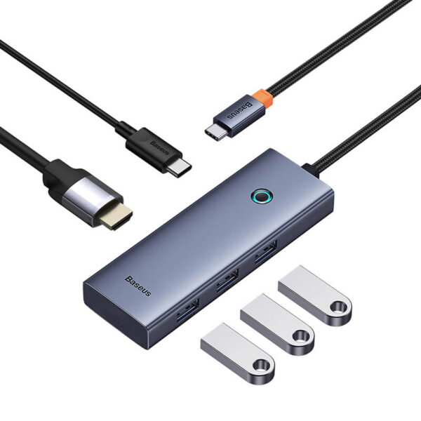 Baseus UltraJoy Series 5-Port HUB - USB-A to 4-USB 3.0 + 1-USB-C, High-Speed Data Transfer - Image 2