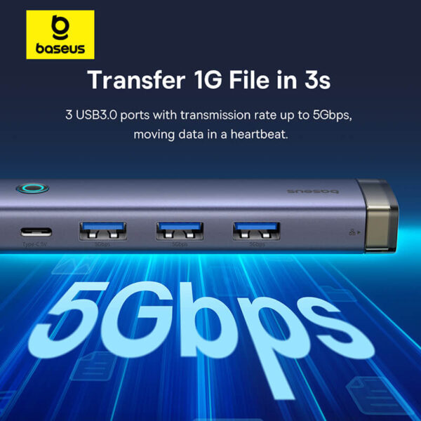 Baseus UltraJoy Series 4-Port HUB AIR – Ultra-Thin USB-A to 4×USB 3.0 Hub - Image 5