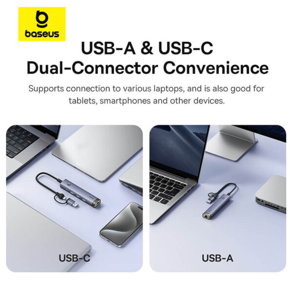 Baseus UltraJoy Series 4-Port HUB AIR – Ultra-Thin USB-A to 4×USB 3.0 Hub - Image 4
