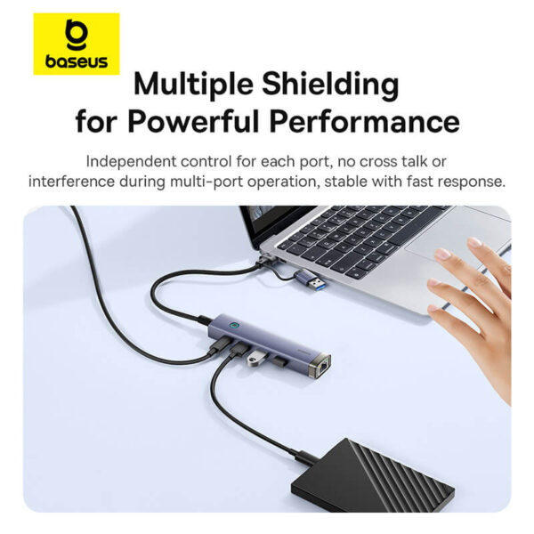 Baseus UltraJoy Series 4-Port HUB AIR – Ultra-Thin USB-A to 4×USB 3.0 Hub - Image 3