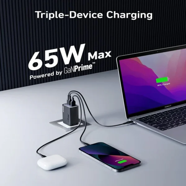Anker 735 Charger (GaNPrime 65W) - 3-Port USB-C Fast Charger | Compact GaN Technology - Image 3