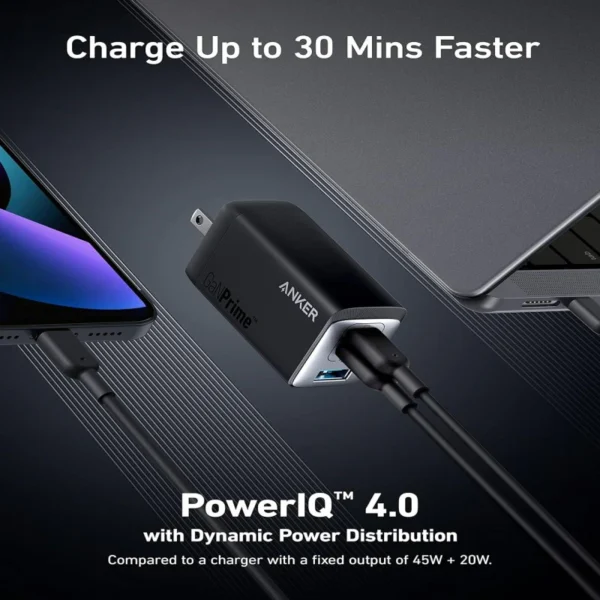 Anker 735 Charger (GaNPrime 65W) - 3-Port USB-C Fast Charger | Compact GaN Technology - Image 2
