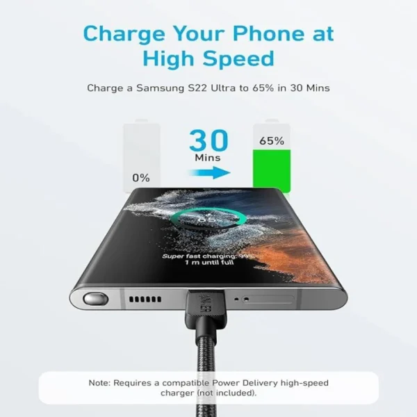 Anker 322 USB-C to USB-C Cable - 3ft / 0.9m | Fast Charging & Sync Cable (60W) - Image 6