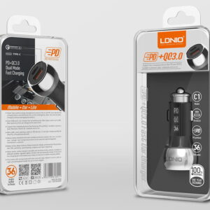 LDNIO C1 38W Fast Car Charger - PD + QC3.0 Dual Port with USB-C to USB-C Cable