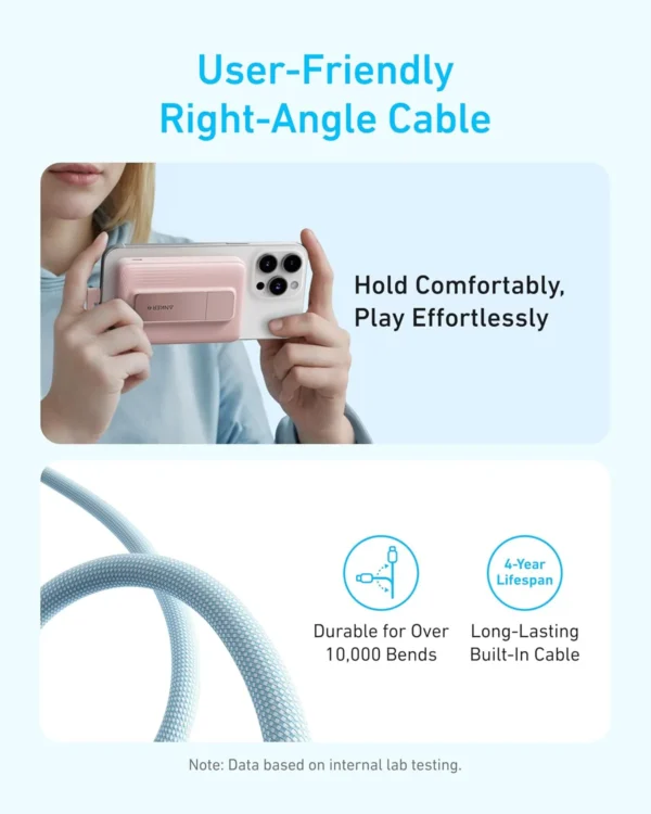 Anker Zolo 10,000mAh Magnetic Power Bank - 30W USB-C PD, Built-In Cable, 7.5W Wireless Charging, Multi-Angle Stand - Black - Image 6