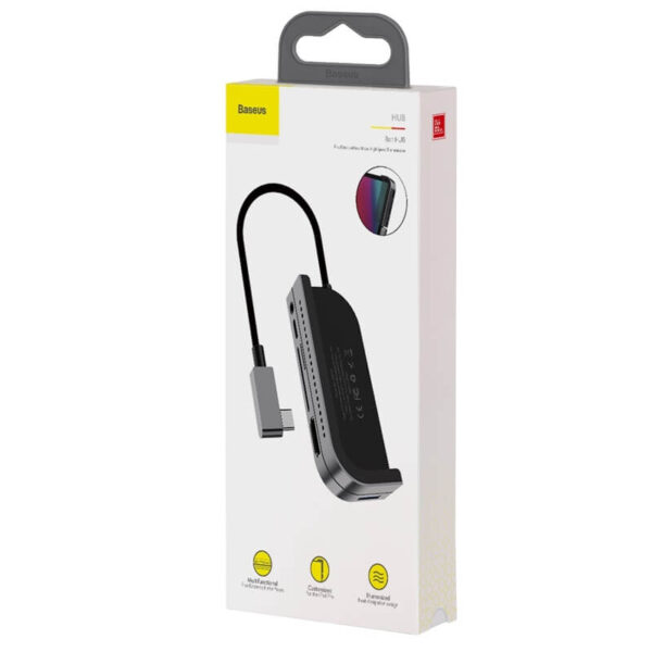 Baseus Bend Angle No.7 Multifunctional Type-C HUB Converter - 6-in-1 with 100W PD, 4K HDMI, USB 3.0, SD/TF - Image 2