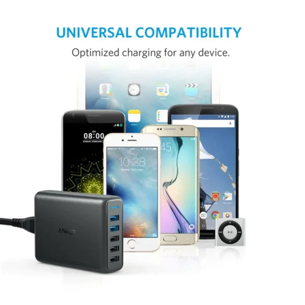 Anker PowerPort Speed 5 - 5-Port USB Desktop Charger (Black) with Quick Charge 3.0 - Image 3