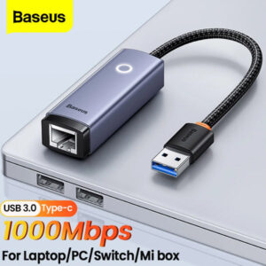 Baseus Lite Series Ethernet Adapter - USB-A to RJ45 LAN (1000Mbps) - Black