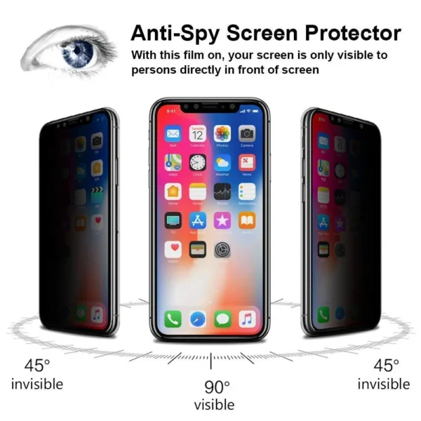iPhone X Privacy Screen Protector - 9H Tempered Glass, Anti-Spy, Full Coverage - Image 3
