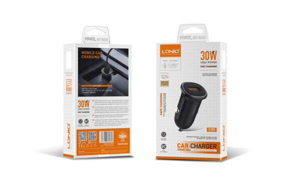 LDNIO C105 30W Super Fast Car Charger - USB-A QC3.0 + USB-C PD Dual Port Adapter