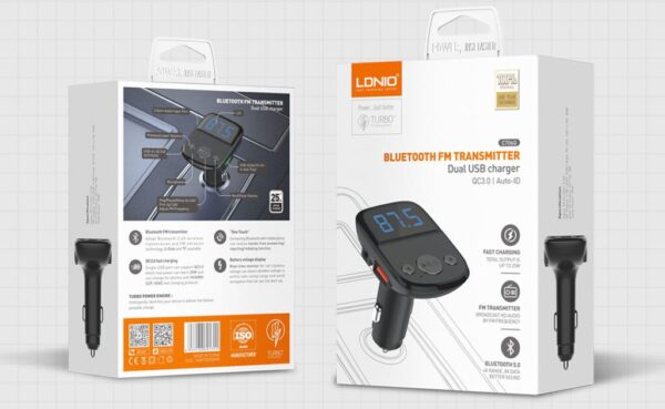 LDNIO C706Q 25W Bluetooth 5.0 Car Charger - FM Transmitter + Dual USB Fast Charging