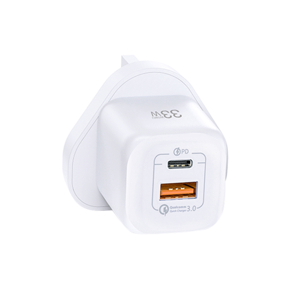 WiWU RY-U33 UK Charger - 33W USB-C PD + QC3.0 Adapter (4.5A, UK Plug) - Image 3