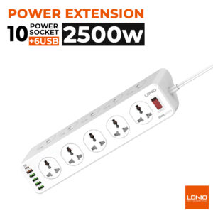 LDNIO SC10610 Power Socket - 6 AC Outlets + 10 USB Ports Charging Station