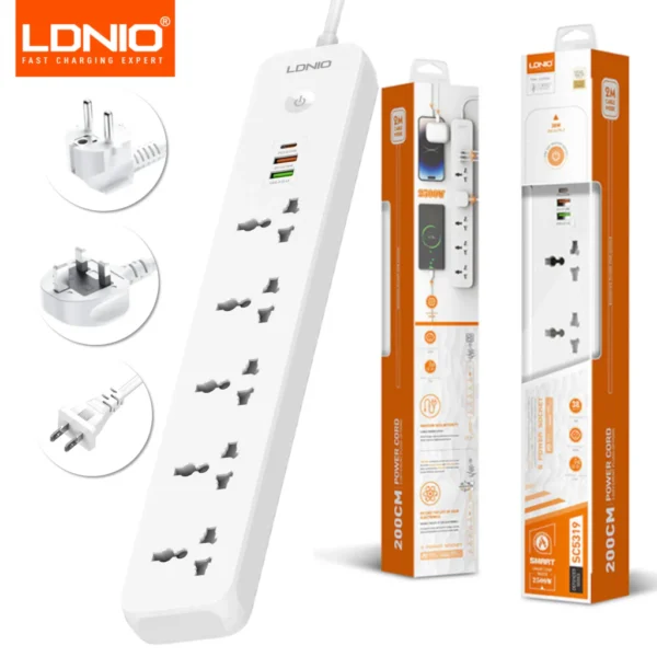 LDNIO SC5319 Power Socket - Universal 5 Outlets Surge Protected Extension (2500W)