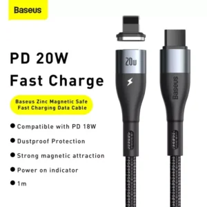 Baseus Zinc Magnetic Safe Fast Charging Data Cable Type-C To IPhone 20W 2M - Black