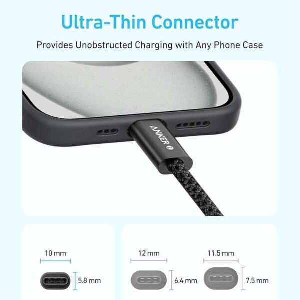 Anker Zolo USB-C to USB-C 240W Braided Cable - 6ft / 1.8m - Black | Ultra Fast Charging - Image 2