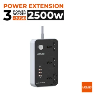 LDNIO SC3412 Power Strip - 3 Power Sockets + 3 QC 3.0 USB Ports + 1 USB-C PD Port