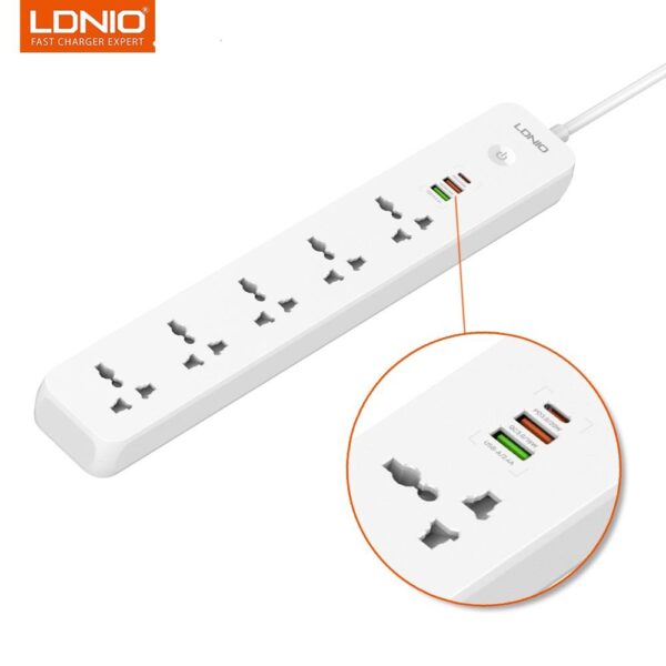 LDNIO SC5319 Power Socket - Universal 5 Outlets Surge Protected Extension (2500W) - Image 3