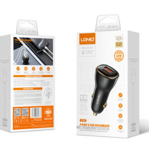 LDNIO C103 60W Super Fast Car Charger - Dual Port PD + QC 3.0 Adapter