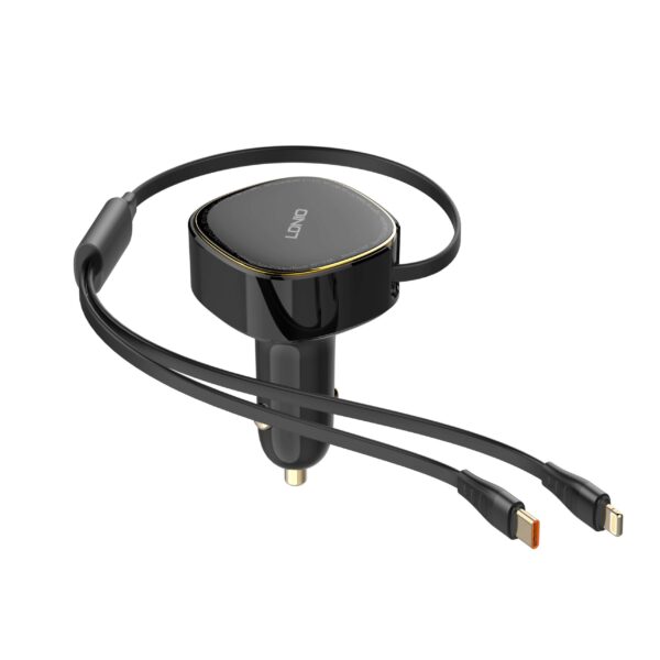 LDNIO C107 30W Ultra Fast Car Charger - Built-in Type-C or Lightning Cable | PD & QC3.0 - Image 2