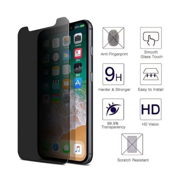 iPhone X Privacy Screen Protector - 9H Tempered Glass, Anti-Spy, Full Coverage - Image 2