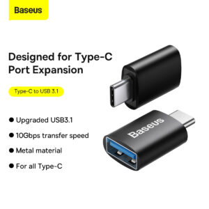 Baseus Ingenuity Series Mini OTG Adapter – Type-C to USB-A 3.1, Black