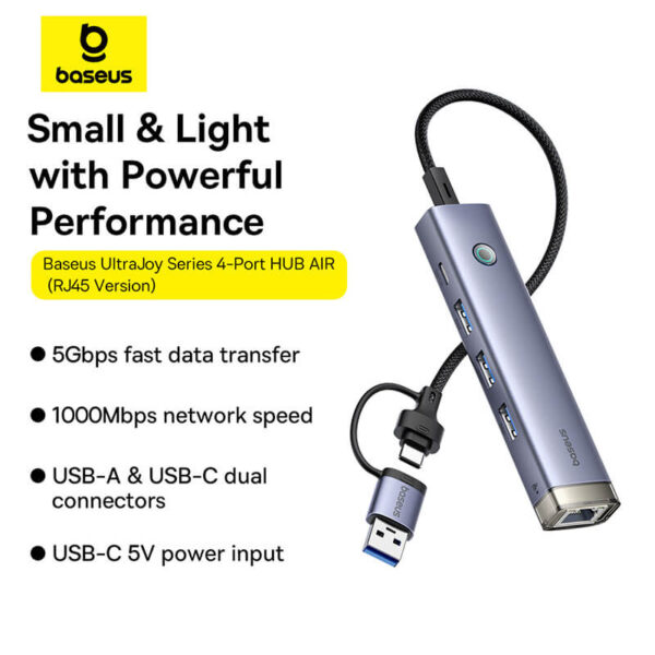 Baseus UltraJoy Series 4-Port HUB AIR – Ultra-Thin USB-A to 4×USB 3.0 Hub