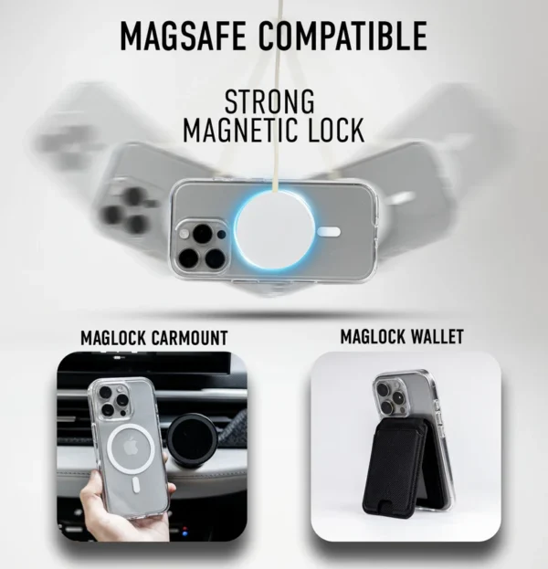 iPhone 15 Pro / 15 Pro Max Clear Case with MagSafe - Transparent Magnetic Shockproof Cover - Image 2